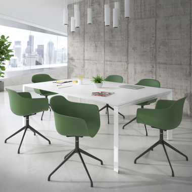 meeting room chair green pyramid base plastic fixed armrests 2