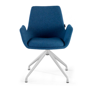visitor chair blue swivel fabric upholstered armrests 3