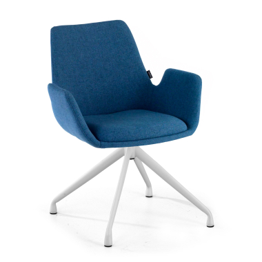 visitor chair blue swivel fabric upholstered armrests 1