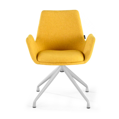 visitor chair yellow swivel fabric upholstered armrests 3