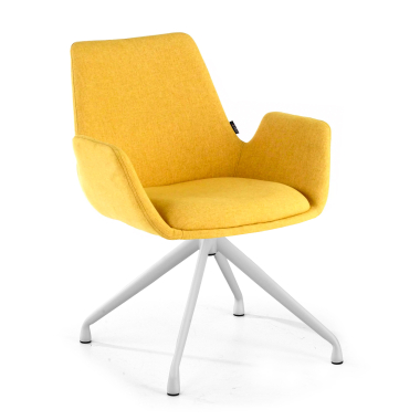visitor chair yellow swivel fabric upholstered armrests 1