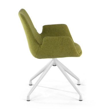 visitor chair green swivel fabric upholstered armrests 4