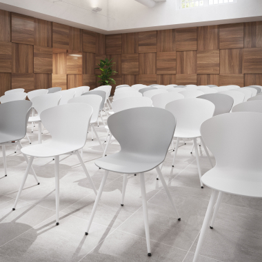 visitor chair white 4 legs plastic fixed armrests 2