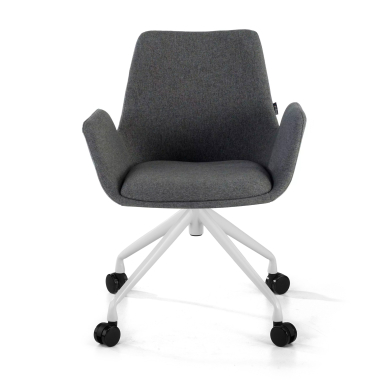 visitor chair anthracite swivel with casters fabric upholstered armrests 3