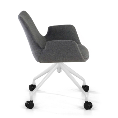 visitor chair anthracite swivel with casters fabric upholstered armrests 4