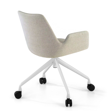 visitor chair white gray swivel with casters fabric upholstered armrests 5