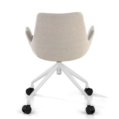 visitor chair white gray swivel with casters fabric upholstered armrests 6