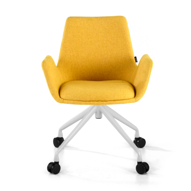 visitor chair yellow swivel with casters fabric upholstered armrests 3