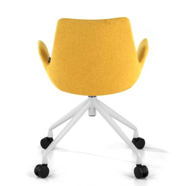 visitor chair yellow swivel with casters fabric upholstered armrests 6