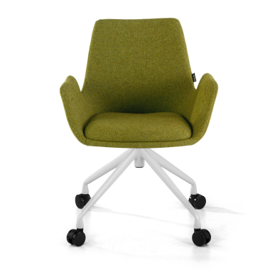 visitor chair green swivel with casters fabric upholstered armrests 3