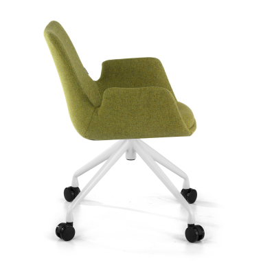 visitor chair green swivel with casters fabric upholstered armrests 4