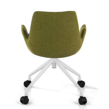 visitor chair green swivel with casters fabric upholstered armrests 6