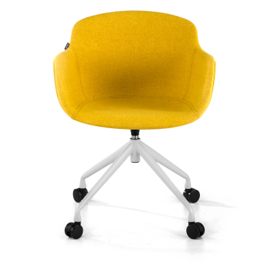 visitor chair yellow swivel with casters fabric upholstered armrests 3