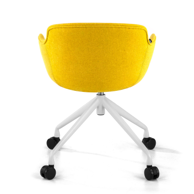 visitor chair yellow swivel with casters fabric upholstered armrests 6