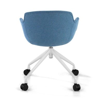 visitor chair blue swivel with casters fabric upholstered armrests 6