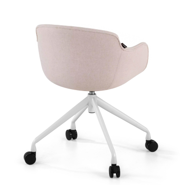 visitor chair beige swivel with casters fabric upholstered armrests 5