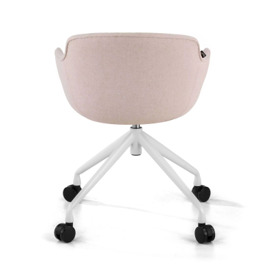 visitor chair beige swivel with casters fabric upholstered armrests 6