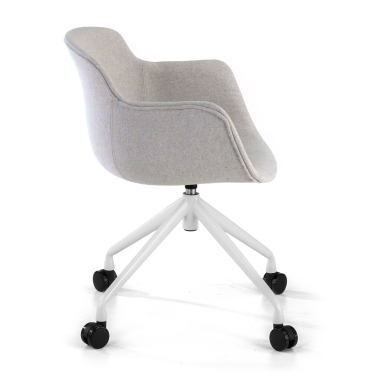 visitor chair gray swivel with casters fabric upholstered armrests 4