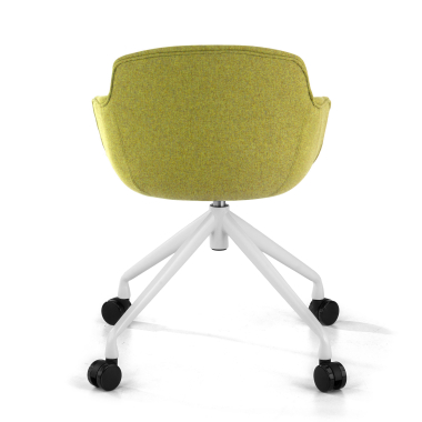 visitor chair green swivel with casters fabric upholstered armrests 6