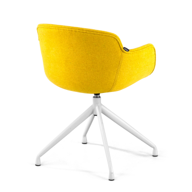 visitor chair yellow pyramid base fabric upholstered armrests 4