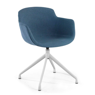 visitor chair blue pyramid base fabric upholstered armrests 1