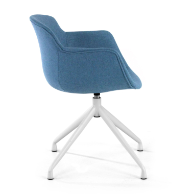 visitor chair blue pyramid base fabric upholstered armrests 3