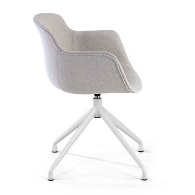 visitor chair gray pyramid base fabric upholstered armrests 3