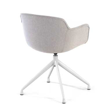 visitor chair gray pyramid base fabric upholstered armrests 4