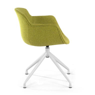 visitor chair green pyramid base fabric upholstered armrests 3