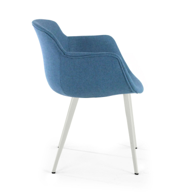 visitor chair blue 4 legs fabric upholstered armrests 3