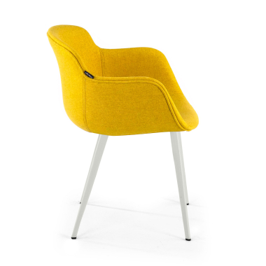 visitor chair yellow 4 legs fabric upholstered armrests 4