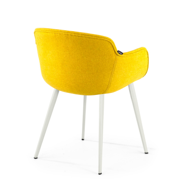 visitor chair yellow 4 legs fabric upholstered armrests 5