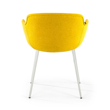 visitor chair yellow 4 legs fabric upholstered armrests 6