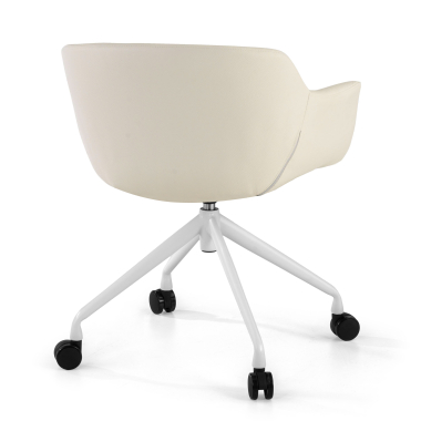 visitor chair white white with casters synthetic leather upholstered armrests 6