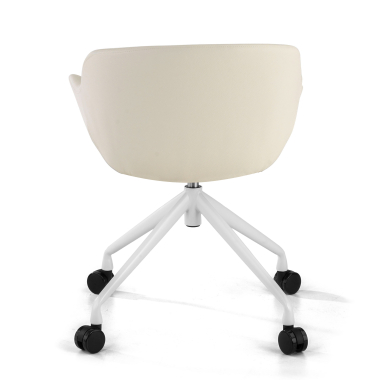 visitor chair white white with casters synthetic leather upholstered armrests 7