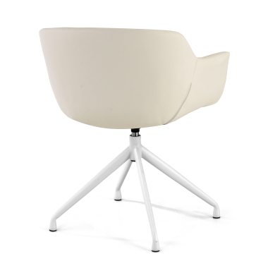 visitor chair white pyramid base synthetic leather upholstered armrests 5