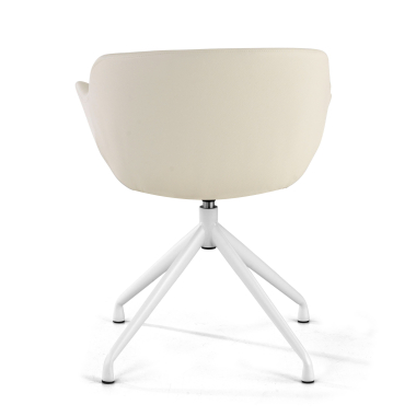visitor chair white pyramid base synthetic leather upholstered armrests 6