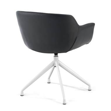 visitor chair white black pyramid base synthetic leather upholstered armrests 5