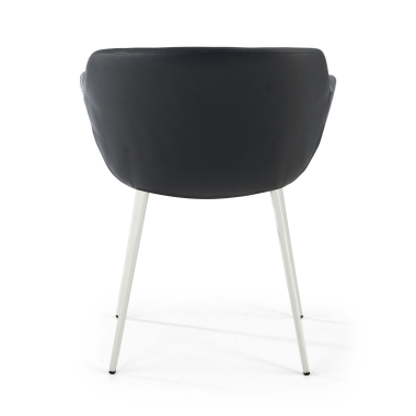 visitor chair white black 4 legs synthetic leather upholstered armrests 6