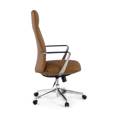 office chair beige high back synthetic leather fixed armrests 4