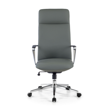 office chair gray high back synthetic leather fixed armrests 3