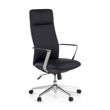 office chair black high back synthetic leather fixed armrests 1