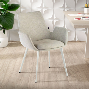 visitor chair gray 4 legs fabric upholstered armrests 2