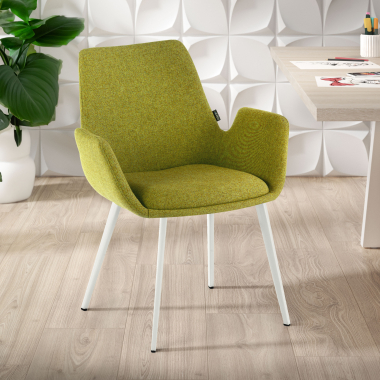 visitor chair green 4 legs fabric upholstered armrests 2