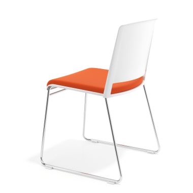 visitor chair white orange without arms upholstered fabric no armrests 5