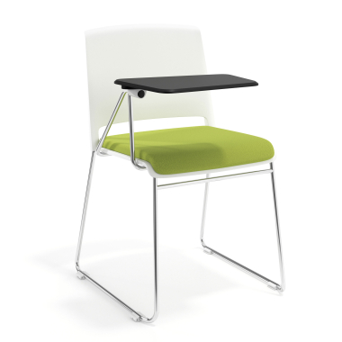 chair with writing tablet green with writing tablet upholstered fabric no armrests 1