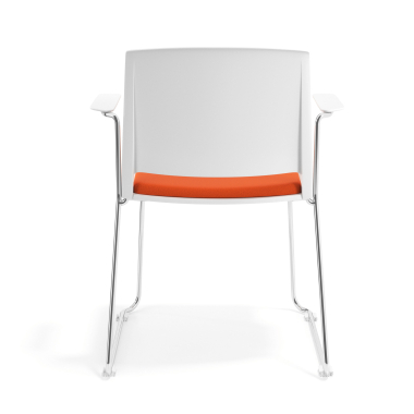 visitor chair white orange with arms upholstered fabric no armrests 4