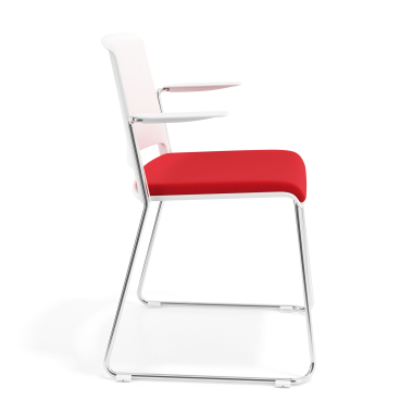 visitor chair white red with arms upholstered fabric no armrests 3