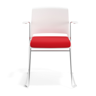 visitor chair white red with arms upholstered fabric no armrests 6