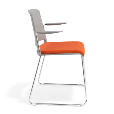 visitor chair orange with arms upholstered fabric no armrests 3